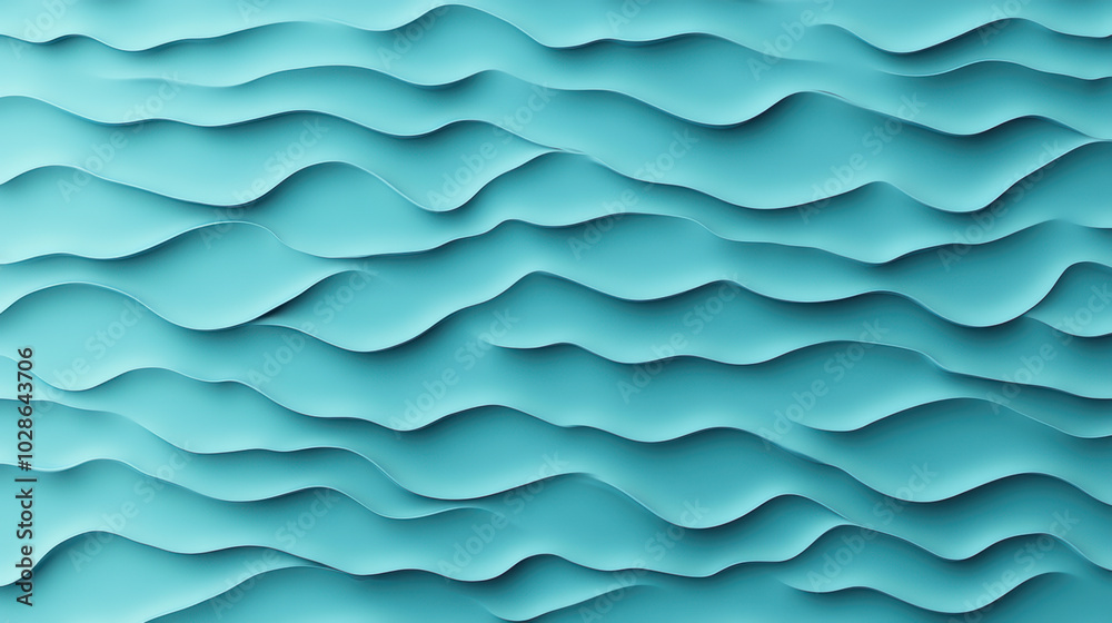 Smooth turquoise waves create calming and serene texture Smooth turquoise waves create calming and serene texture