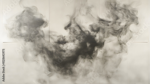 Laser-etched rice paper, burning pattern moment, smoke photography