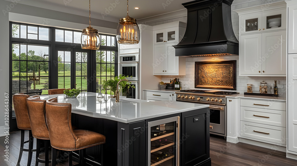 Modern kitchen with elegant design and functional layout. Modern kitchen with elegant design and functional layout.