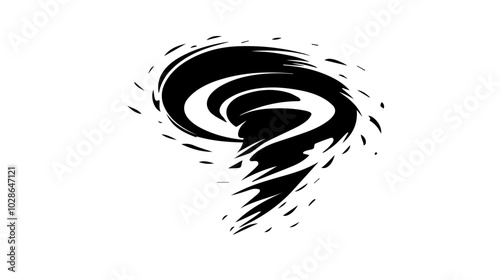 Black and white illustration Tornado. Storm. Typhoon. Twister. Natural phenomenon. Disaster.
