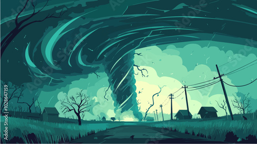 Illustration Tornado. Storm. Typhoon. Twister. Natural phenomenon. Disaster.