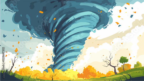 Illustration Tornado. Storm. Typhoon. Twister. Natural phenomenon. Disaster.