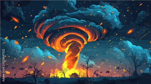 Illustration Tornado. Storm. Typhoon. Twister. Natural phenomenon. Disaster.