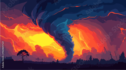 Illustration Tornado. Storm. Typhoon. Twister. Natural phenomenon. Disaster.
