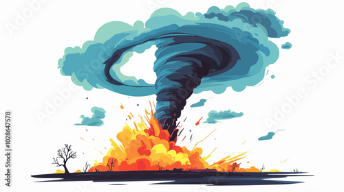 Illustration Tornado. Storm. Typhoon. Twister. Natural phenomenon. Disaster.