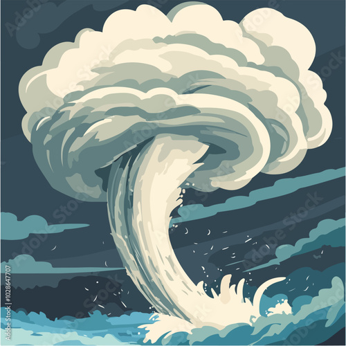 Illustration Tornado. Storm. Typhoon. Twister. Natural phenomenon. Disaster.