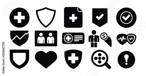 Set of Healthcare and Medicare Service Icons - Ambulance, Heartbeat, and Medical Assistance Symbols