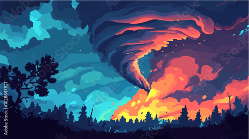 Illustration Tornado. Storm. Typhoon. Twister. Natural phenomenon. Disaster.