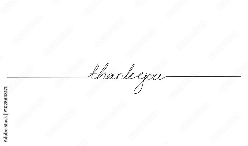 Thank you letter Continuous line illustration design template Thank you letter Continuous line illustration design template