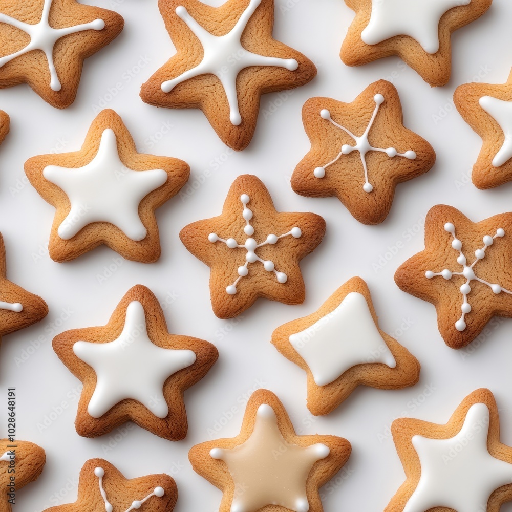 Decorated star-shaped cookies on white background Decorated star-shaped cookies on white background