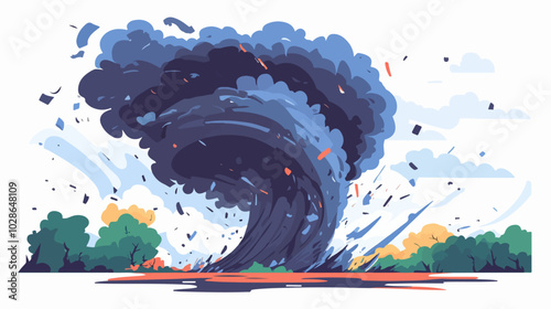 Illustration Tornado. Storm. Typhoon. Twister. Natural phenomenon. Disaster.