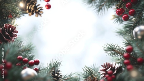 Festive Christmas Greenery with Pine Cones and Berries