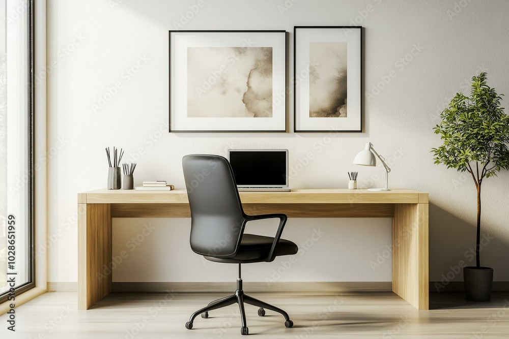 Sleek Home Office Setup Featuring Minimalist Aesthetic Sleek Home Office Setup Featuring Minimalist Aesthetic