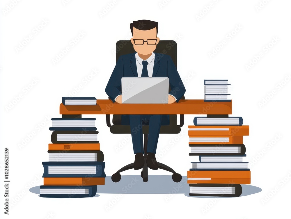Professional man working on laptop at desk Professional man working on laptop at desk