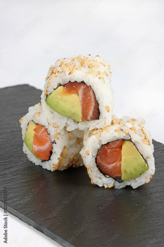 sushi roll isolated on white background