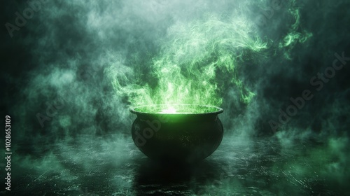 toxic witch cauldron Mysterious Green Steam Around a Witch's Cauldron