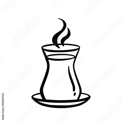 Turkish glass simple line icon vector illustration.Editable stroke.