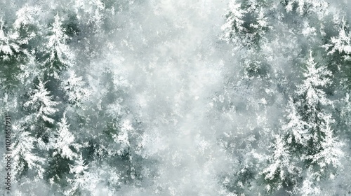 Abstract snow covered pine forest background texture