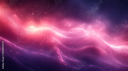 Abstract background with pink and purple waves and glowing lights.