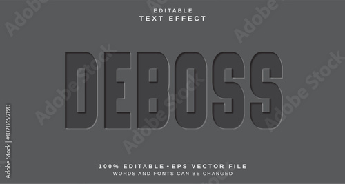 Editable text style effect - Deboss text style theme.