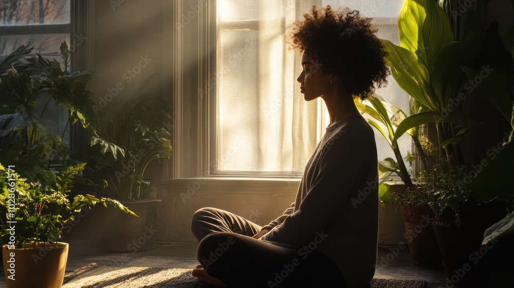 A peaceful meditation session, promoting inner calm and relaxation through mindfulness A peaceful meditation session, promoting inner calm and relaxation through mindfulness