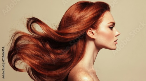 Splendid Redhead Woman with Luxurious Flowing Hair