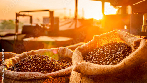 Bags of roasted coffee exude an enticing aroma