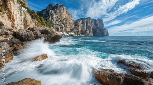 Majestic Coastal Cliffs and Turbulent Sea Waves Landscape