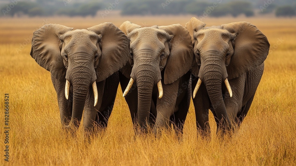 Fototapeta premium a herd of mighty elephants