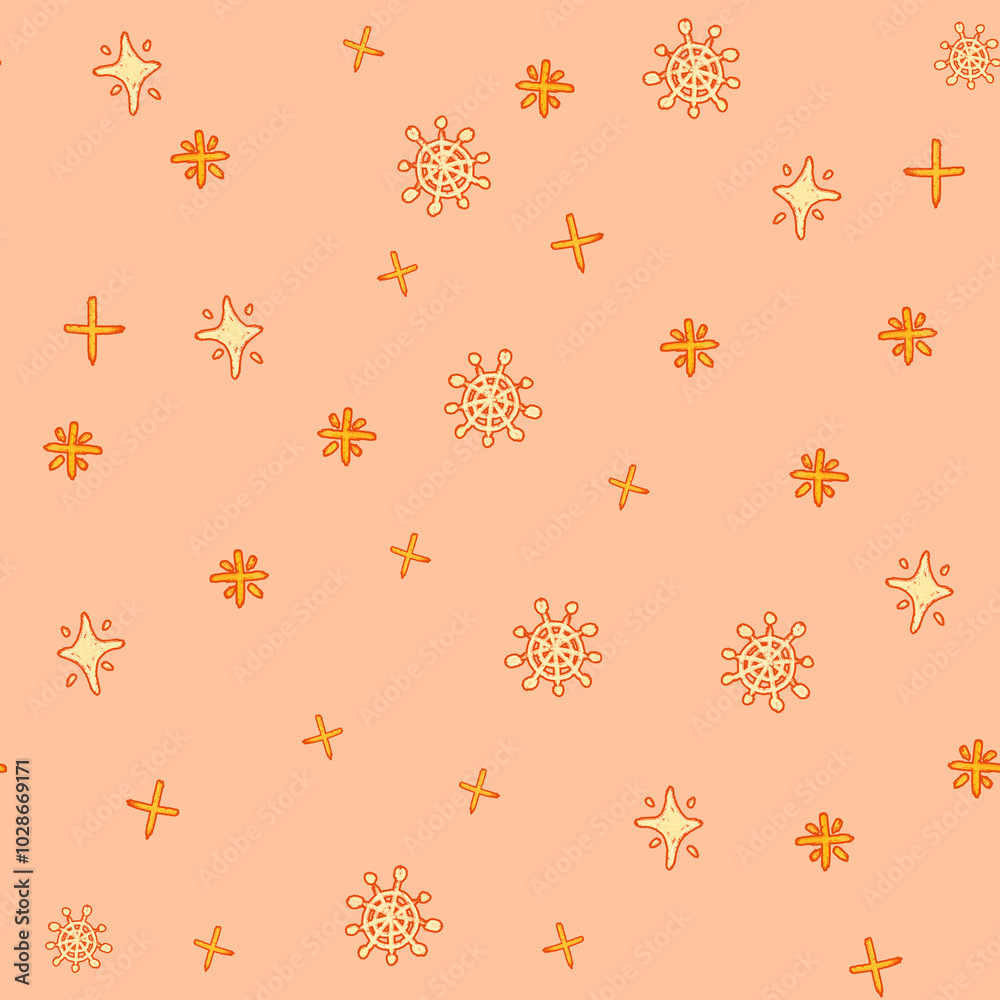 Christmas holiday New Year and Easter seamless pattern illustration. White stars and snowflakes for gift paper and birthday Christmas holiday New Year and Easter seamless pattern illustration. White stars and snowflakes for gift paper and birthday