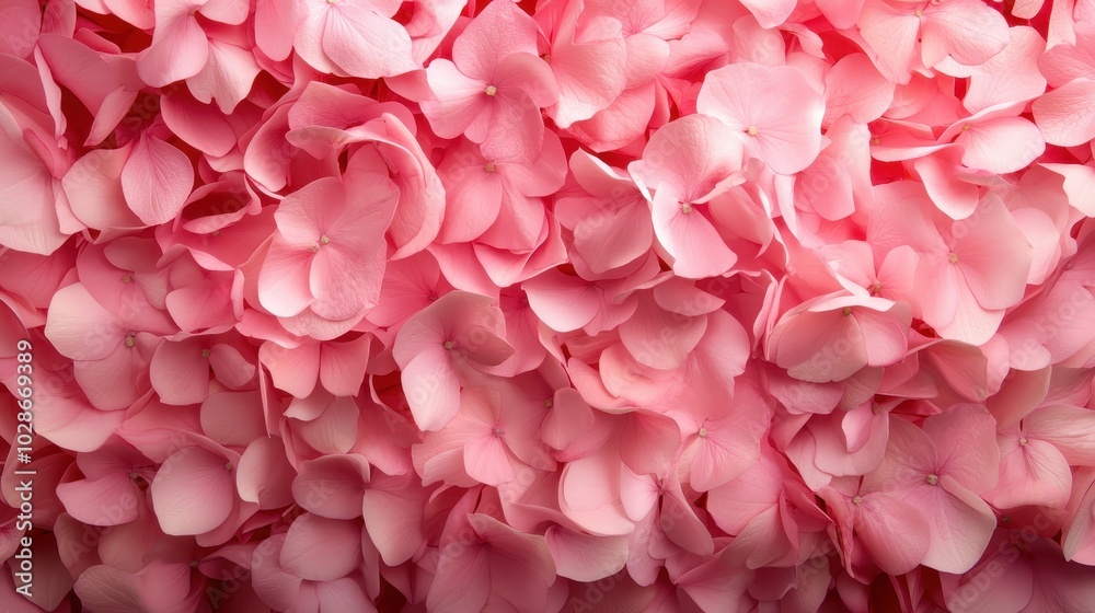 A close-up of numerous soft, pink hydrangea petals, beautifully captured to showcase their delicate textures, subtle variations in color, and natural arrangement. A close-up of numerous soft, pink hydrangea petals, beautifully captured to showcase their delicate textures, subtle variations in color, and natural arrangement.