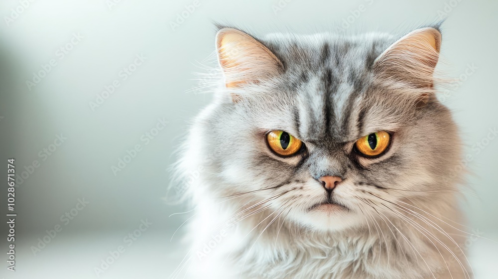 Persian cat portrait with golden eyes, looking directly at the camera. Persian cat portrait with golden eyes, looking directly at the camera.
