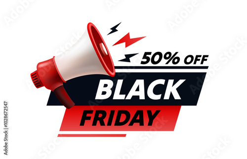 Black Friday big sale, 50 offer day banner, promotion percentage. Vector illustration