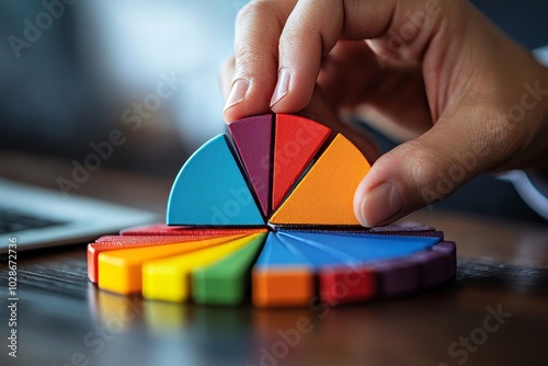 Obraz na płótnie Businessperson Placing A Last Piece Into Pie Chart, Generative AI w salonie