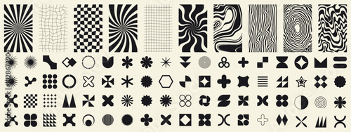 Big set of abstract geometric elements for design. Trendy abstract minimalist figures. Vector illustration