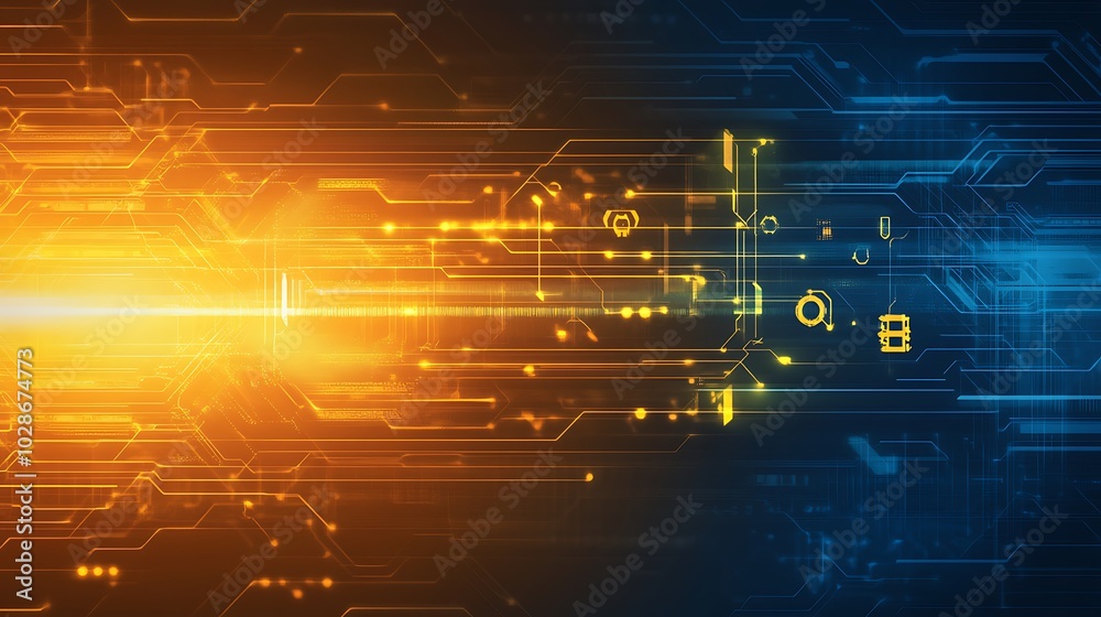 Obraz premium Abstract digital background with glowing circuits.