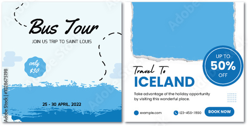 Dream vacation tour and travel agency social media post template, adventure banner social media post and media social story or web banner template.