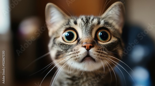 funny close up of a cat smile teeth happy