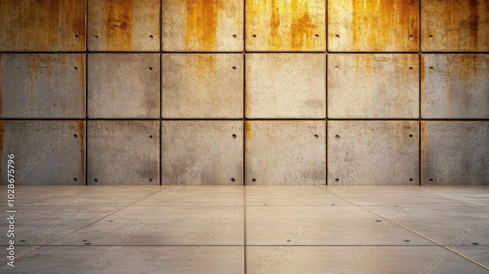 Naklejka premium Rustic concrete wall with a weathered and textured finish