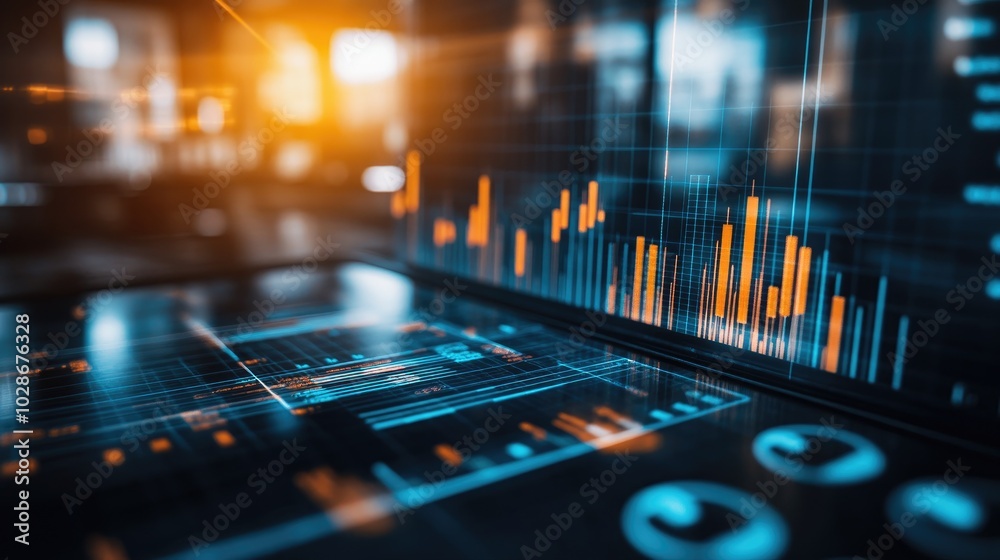 Financial Data Analysis Close-up with Digital Graphics Financial Data Analysis Close-up with Digital Graphics