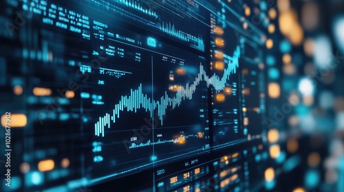 Digital Display of Upward Trending Line Graph