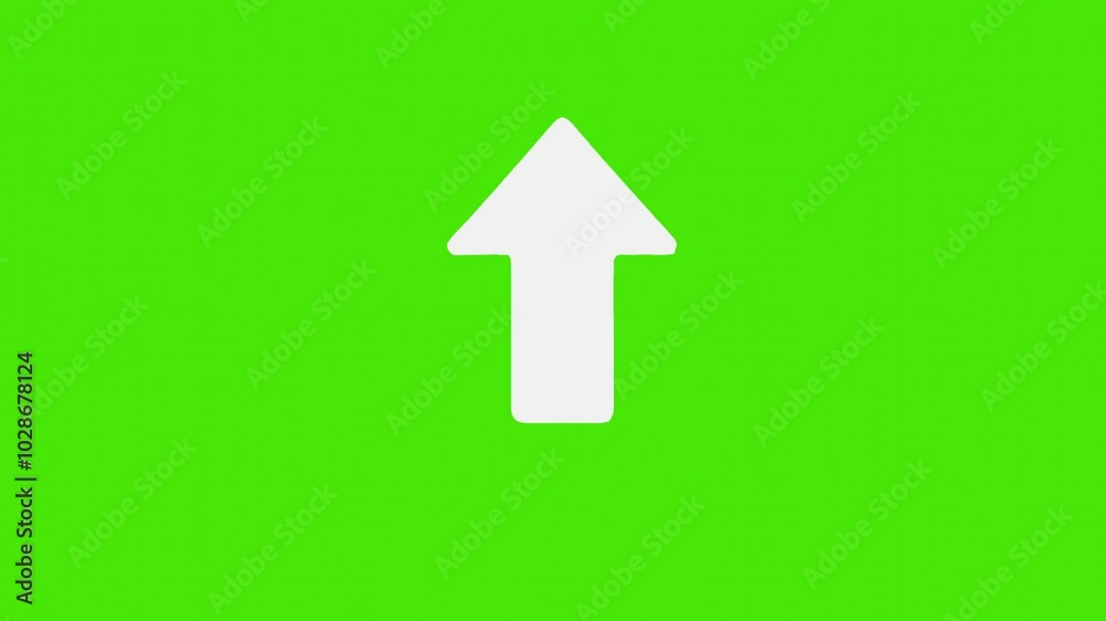 4k animation of moving white arrow up isolated on green screen
