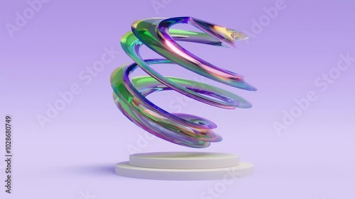 curve color glass abstract object on podium stages photo