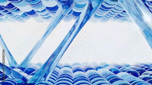 blue glass structure collagen fibers move inside