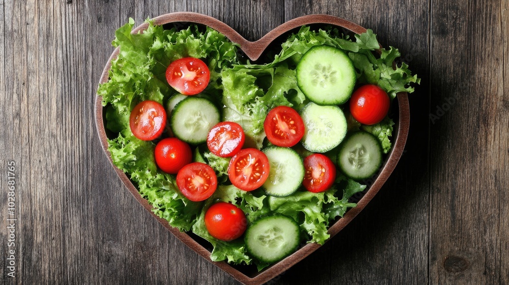 Heart-Shaped Dish with Fresh Salad Heart-Shaped Dish with Fresh Salad