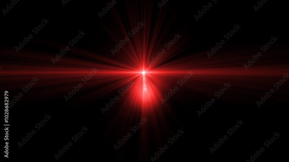 Red light rays on black background