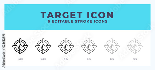 Target icon with different stroke. Editable stroke. Vector illustration.