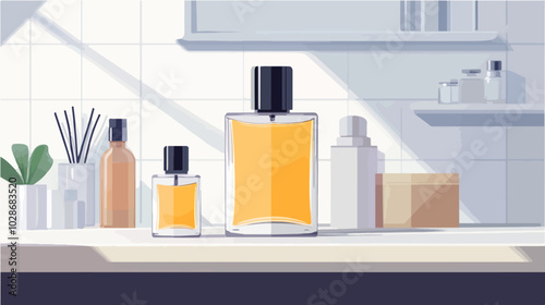 Illustration of men's perfume. Men's cologne. Bottle of men's toilet water.