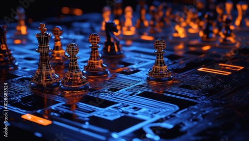 Chess Pieces on a Circuit Board