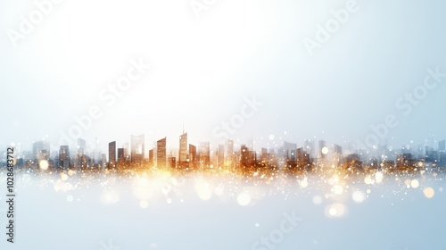 Stylized City Skyline with Sparkling Background